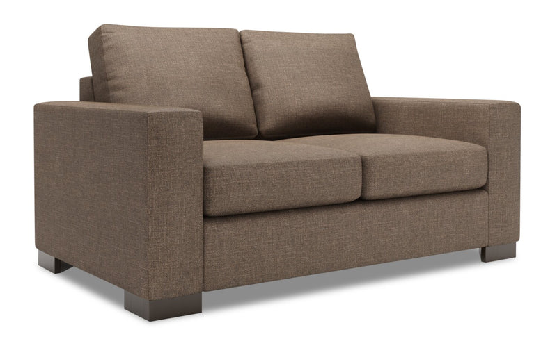 Made in Canada Customizable Sofa Lab Track 62\" Linen-Look Fabric Loveseat with Track Arms - Luna Praline Brown