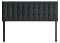 Ellis Upholstered Headboard in Charcoal Fabric, Button Tufted - Queen Size