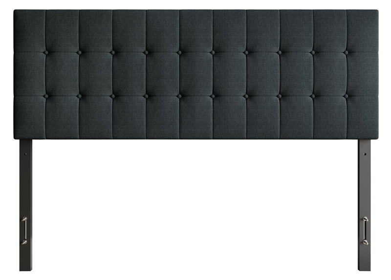 Ellis Upholstered Headboard in Charcoal Fabric, Button Tufted - Queen Size