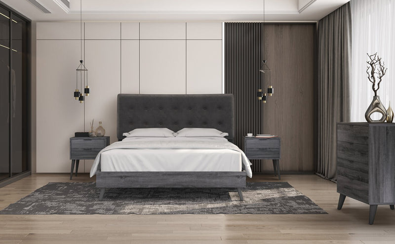 Nash Bedside 2-Drawer Nightstand, 21.3\"W x 22.6\"H, Modern Mid-Century - Dark Grey