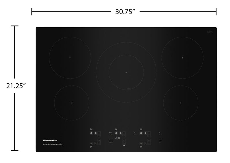 KitchenAid 30\" 5-Element Induction Cooktop - Black - KCIG550JBL