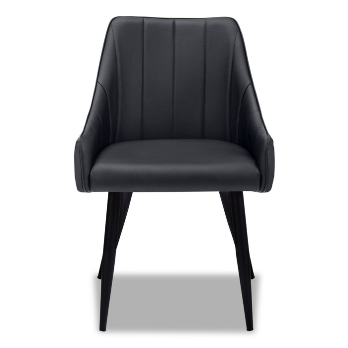 Eliot Dining Chair with Vegan-Leather Fabric, Metal - Black