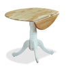 Hana Drop-Leaf Dining Table, Wood, Pedestal Base, 40\"W - Two-Tone White & Natural