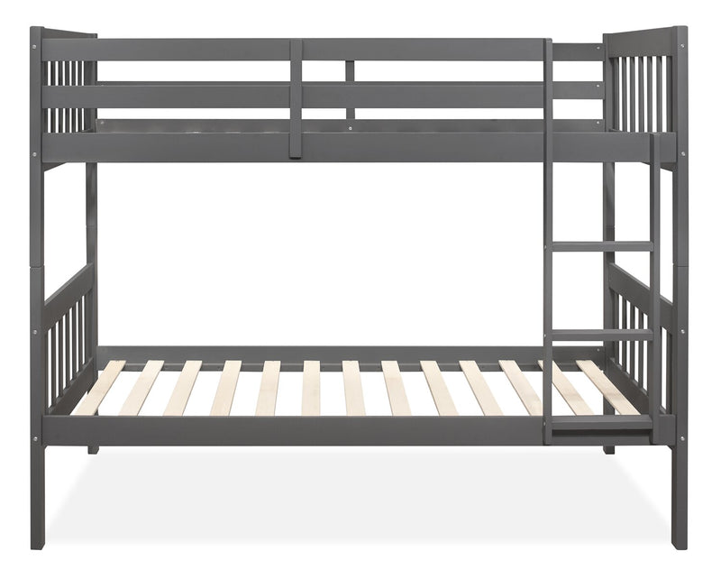 Miko Bunk Bed with Ladder & Guard Rail for Kids, Grey - Twin/Twin