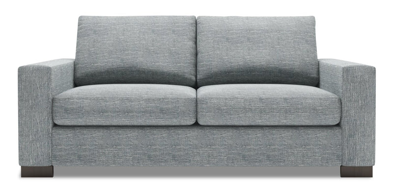 Made in Canada Customizable Sofa Lab Track 75\" Linen-Look Fabric Condo Size Sofa with Track Arms - Luna Pewter Grey