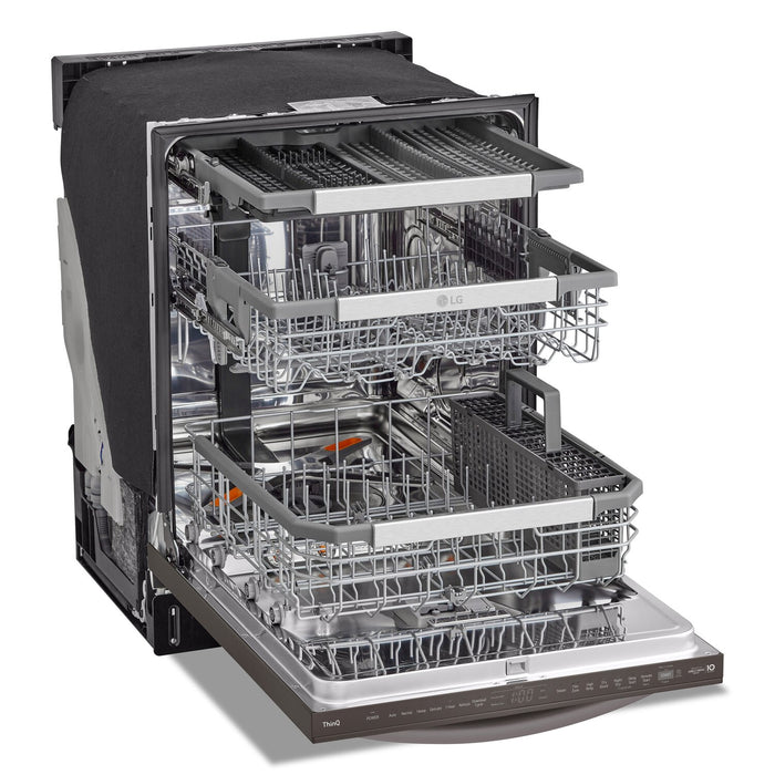 LG 24\" 42 dBA Built-In Top-Control Smart Dishwasher with QuadWash®Pro  - Smudge Proof Black Stainless Steel - LDTH7972D