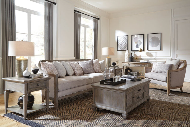 Lancaster 50\" Traditional Lift Top Coffee Table with Storage and Casters - Grey and Bronze Pine