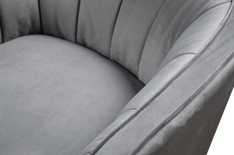 Brinley 29\" Velvet Fabric Accent Chair with Wood Legs - Grey