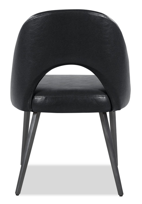Elijah Dining Chair with Vegan Leather Fabric, Metal - Black