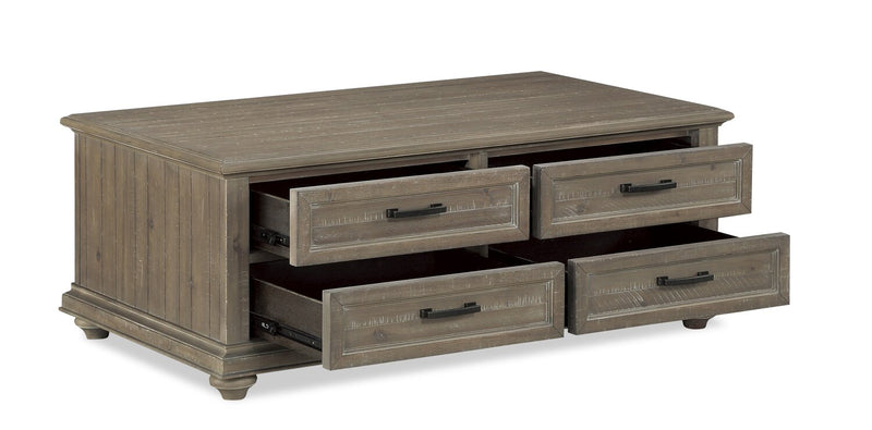 Winston 48\" Rustic Coffee Table with Storage - Light Brown with Driftwood Finish