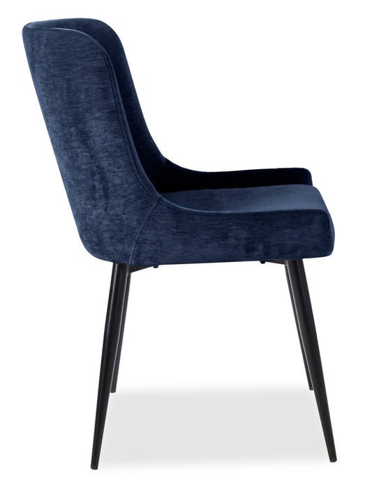 Lexi Dining Chair with Velvet-Look Fabric, Metal - Blue