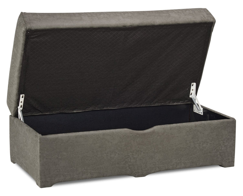 Made in Canada Morty 48\" Leather-Look Fabric Storage Ottoman - Grey