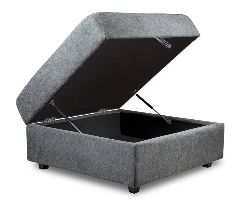 Scott Living Evolve Modular 39.5\" Linen-Look Fabric Storage Ottoman with Feather Down Cushion - Charcoal Grey
