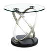 Vikki 26\" Modern Round Glass Top End Table - Glass with Metal Base