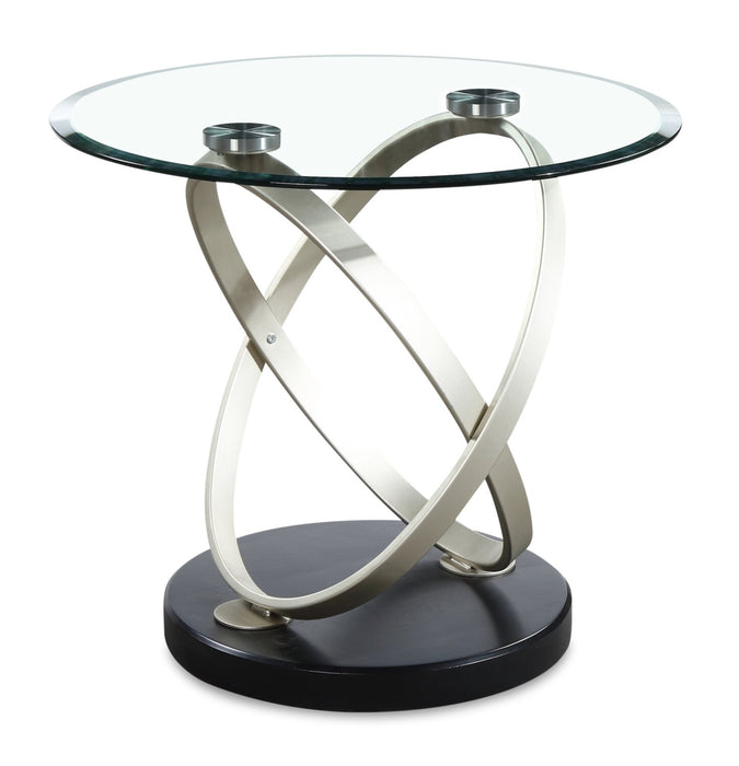 Vikki 26\" Modern Round Glass Top End Table - Glass with Metal Base