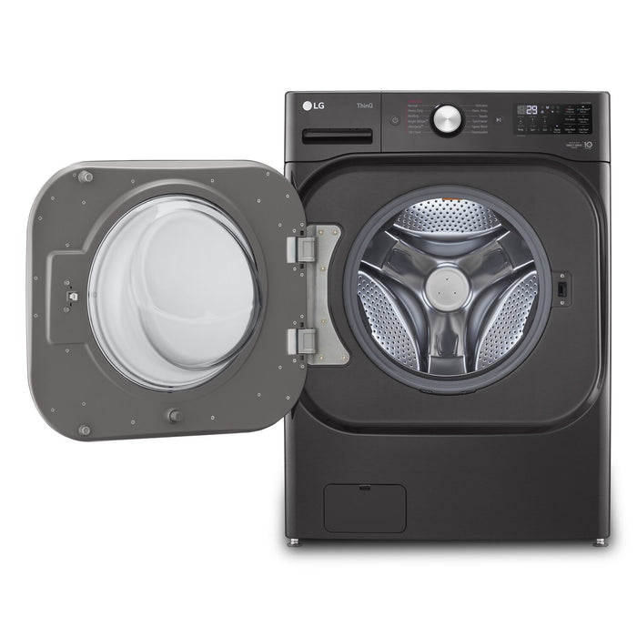 LG 6 Cu. Ft. Smart Front-Load High-Efficiency Steam Washer - Black Steel - Stackable - WM8900HBA