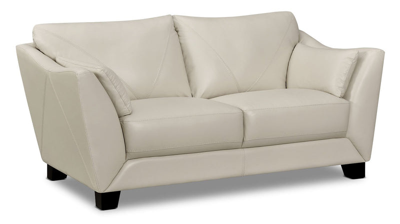 Chateau d'Ax Lusso 69\" 100% Genuine Leather Loveseat with Wood Legs - Smoke Grey