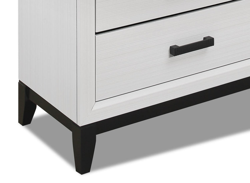 Kate 5pc Bedroom Set with Bed, Dresser & Mirror, White - Queen Size