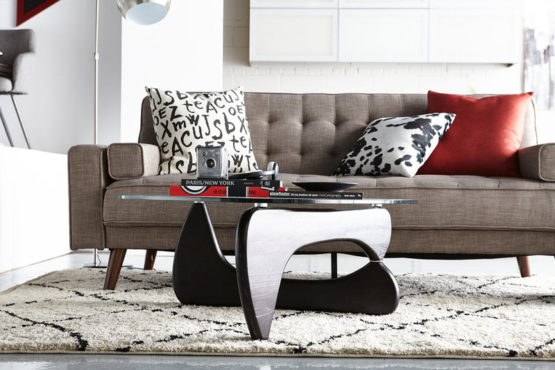 Avery 81.5\" Linen-Look Fabric Klik Klak Futon with Tufting and Two Armrest Pillows - Grey