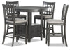 Dena 5pc Counter-Height Dining Set with Table & Chairs, 42-60\"W Extension, Round  - Grey