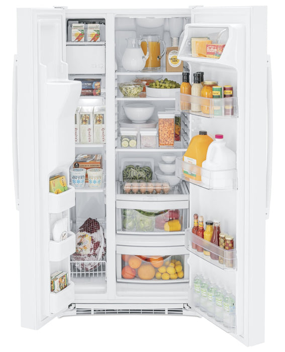 GE 33\" 23.2 Cu. Ft. Side-by-Side Refrigerator - White - GSS23GGPWW