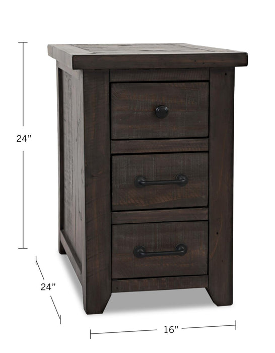 Morgan 16\" Rustic Powered Chairside Table with Storage - Dark Brown with Reclaimed Wood