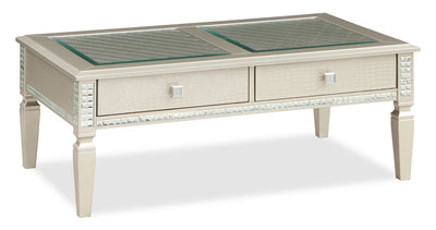 Tyra 48" Glam Coffee Table with Storage - Champagne |Table à café somptueuse Tyra de 48 po avec rangement - champagne