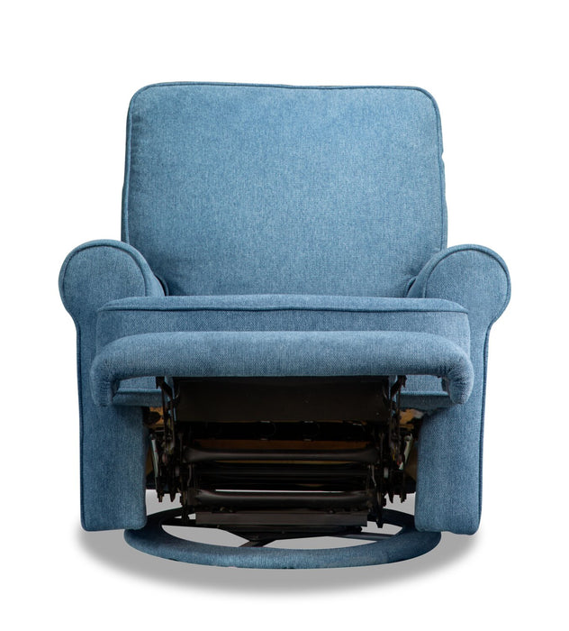 Bevin 34.4\" Chenille Fabric Swivel Glider Reclining Chair - Blue
