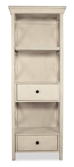 Isla Display Shelft with Storage Drawers, 25.4\"W - Antique White