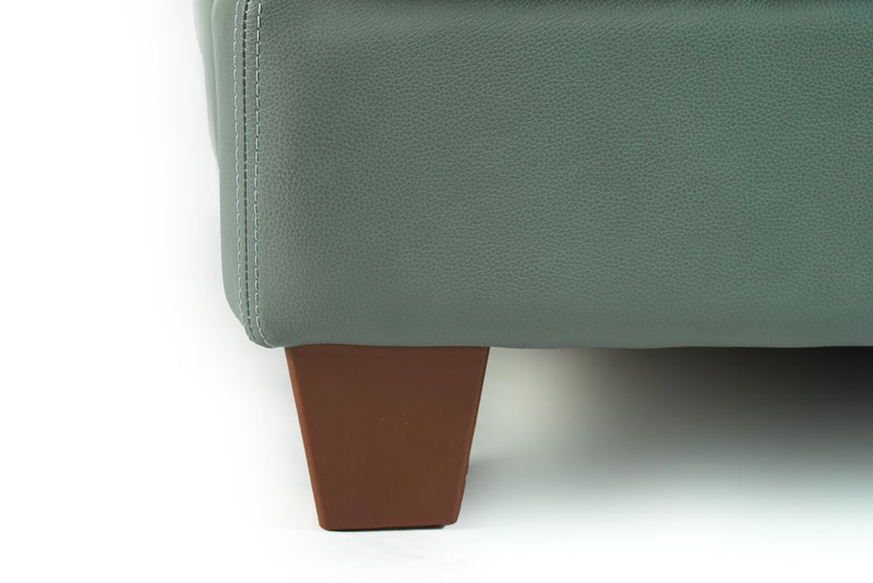Chateau d'Ax Vita 44\" 100% Genuine Leather with Diamond Pattern Stitching and Wood Legs - Seafoam Green