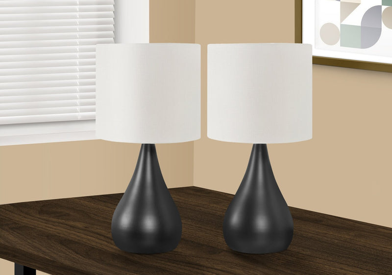 18\" Black Metal 2-Piece Set, with Two Table Lamps