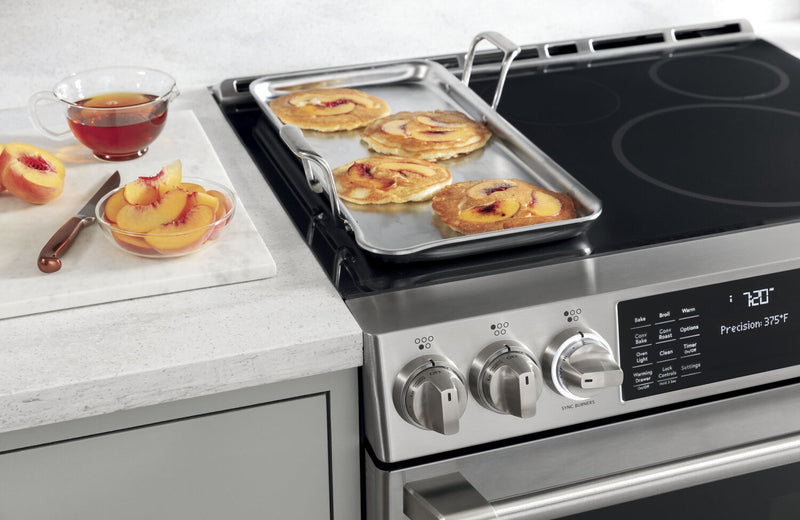 Cafe 5.7 Cu. Ft. Smart Electric Range with In Oven Camera and Cooktop Sensor - Stainless Steel - CHS90XP2MS1