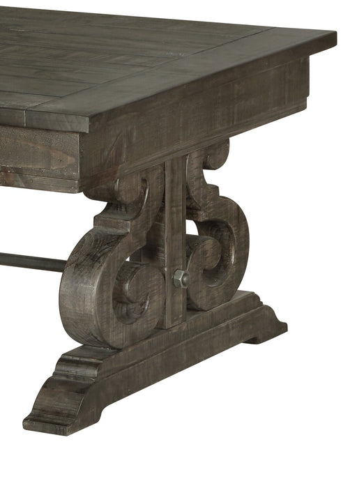 Bellamy 50\" Traditional Coffee Table with Storage - Dark Brown Pine with Scroll Design Wood Base