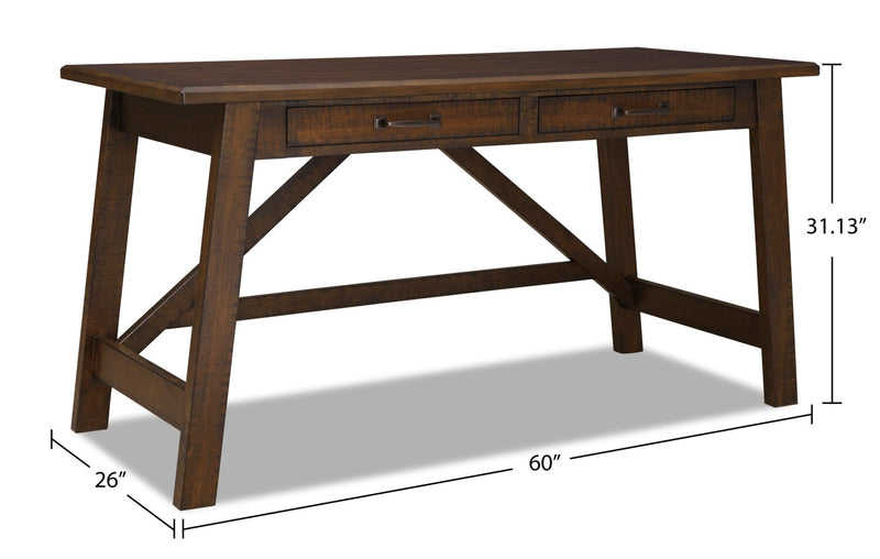 Baldridge 60\" Office Desk with 2-Drawers - Rustic Brown