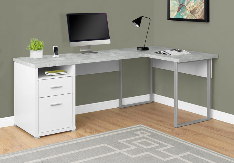 Pollie 78.75\" Reversible L-Shaped Office Desk with 2-Drawers & Cubby- White
