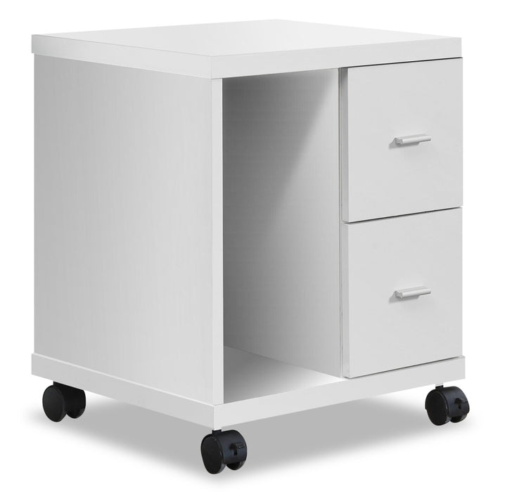 Willis 17.75\" Filing Cabinet with 2-Drawers & Open Storage on Casters - White
