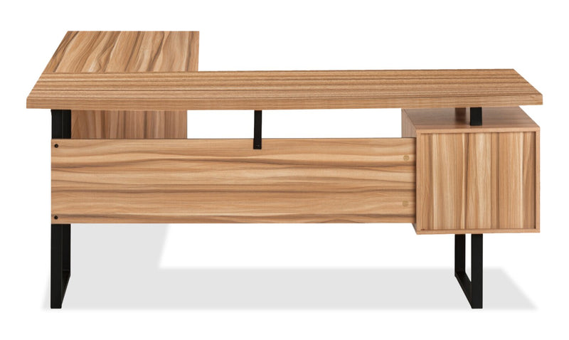 Marnie Reversible 71\" L-Shaped Corner Office Desk with 3-Drawers - Light Brown