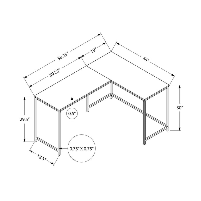 Karter 58.25\" L-Shaped Corner Office Desk - White Marble-Look