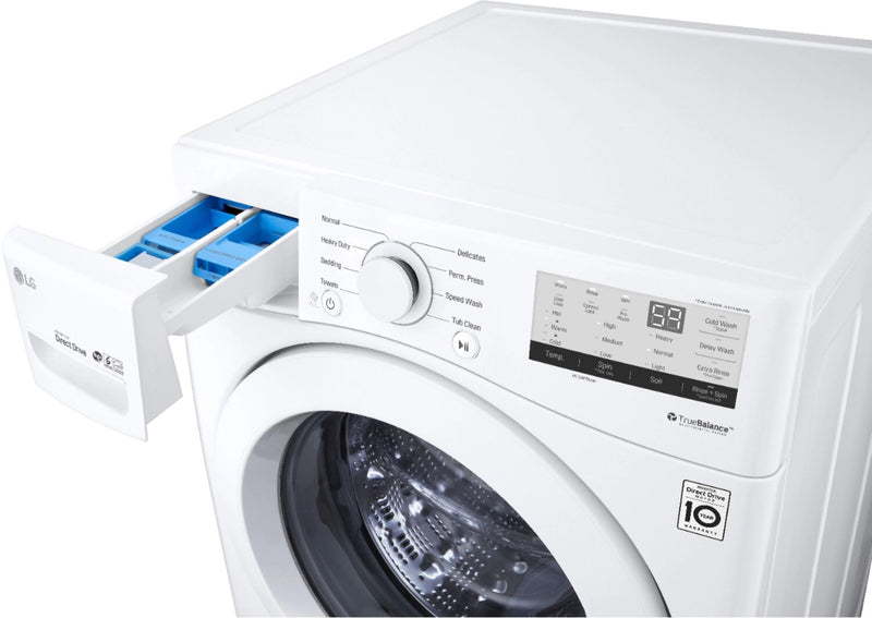LG 5.2 Cu. Ft. Front-Load High-Efficiency Washer - White - Stackable - WM3400CW