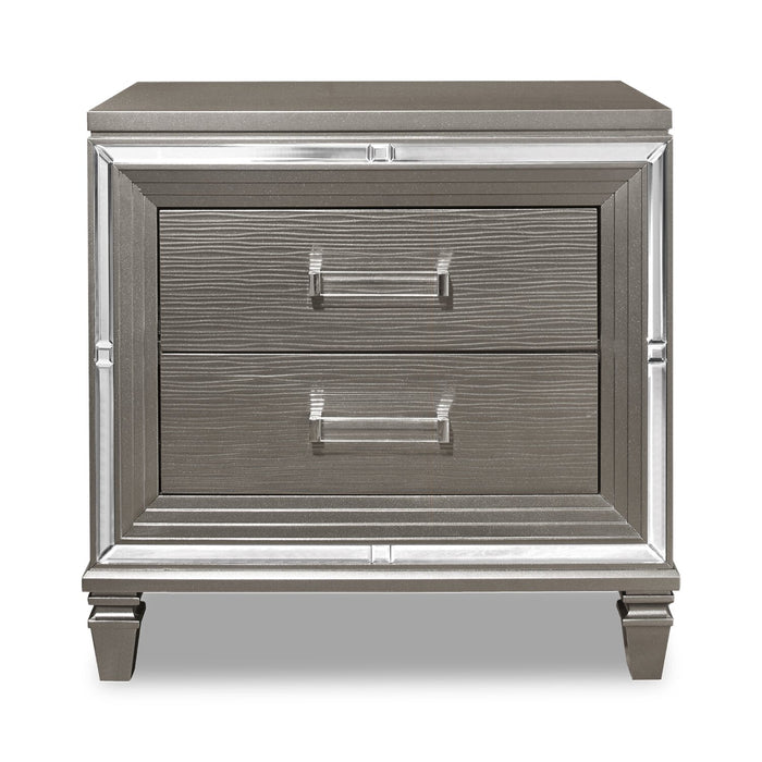 Max Bedside 2-Drawer Nightstand, 30\"W x 30\"H, Glam - Silver