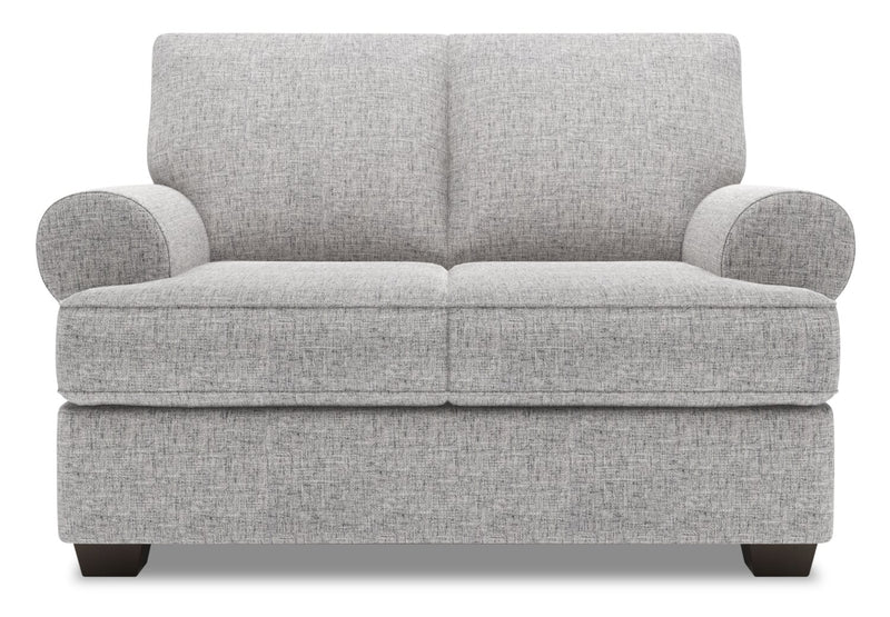 Made in Canada Customizable Sofa Lab Roll 64\" Linen-Look Fabric Loveseat with Rolled Arms - Luna Domino Grey