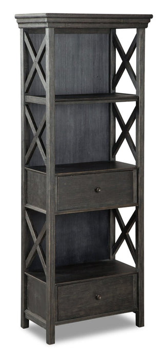 Isla Display Shelft with Storage Drawers, 25.4\"W - Rustic Black