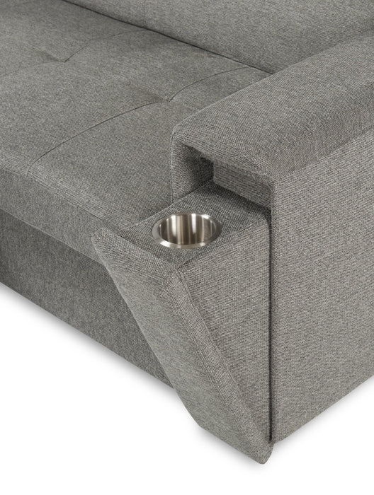 Savvy 2-Piece Left-Facing Linen-Look Fabric Sleeper Sectional with Adjustable Headrests - Grey