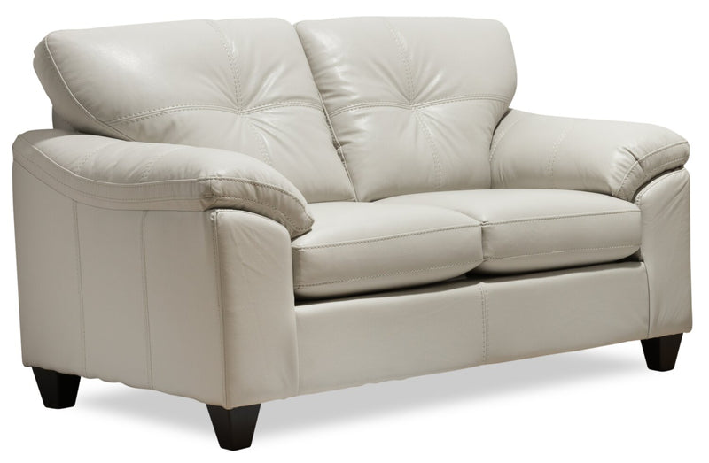 Made in Canada Addison 63\" Leather-Look Fabric Loveseat with Removable Seat Cushions and Tufting - Beige