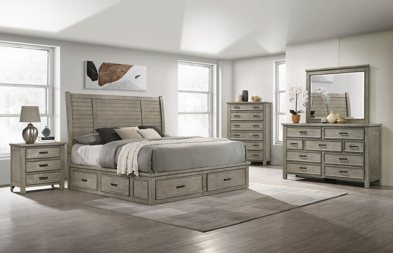 Levi Bedroom 7-Drawer Dresser, 67\"W x 38\"H, Wood - Drift Grey