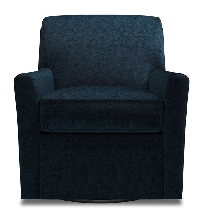 Made in Canada Sofa Lab Customizable Swivel 31\" Fabric Accent Chair - Luxury Indigo Blue