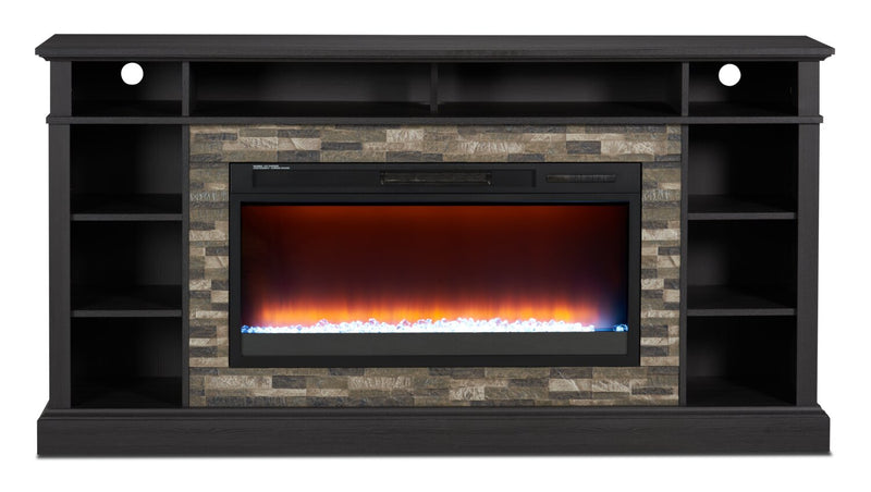 Lappland 70\" Electric Fireplace TV Stand with Storage and Cable Management for TVs up to 80\"- Black