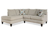 Made in Canada Nofia 2-Piece Left-Facing Chenille Fabric Sectional with  Accent Pillows and Wood Legs - Linen Beige