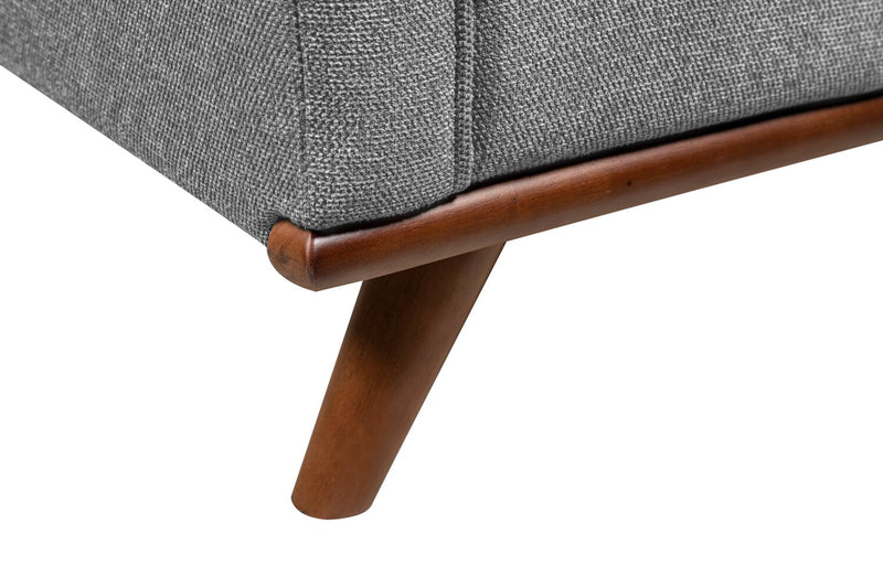 Kort & Co. Kassia 90.6\" Linen-Look Fabric Sofa with Wood Base and Legs - Grey