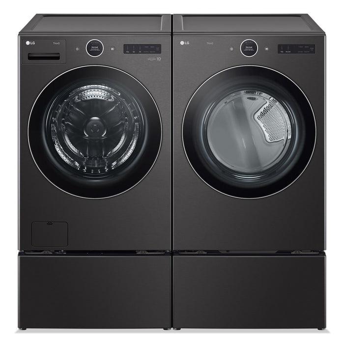 LG 5.8 Cu. Ft. Smart Front-Load Washer and 7.4 Cu. Ft. Electric Dryer - Black Steel